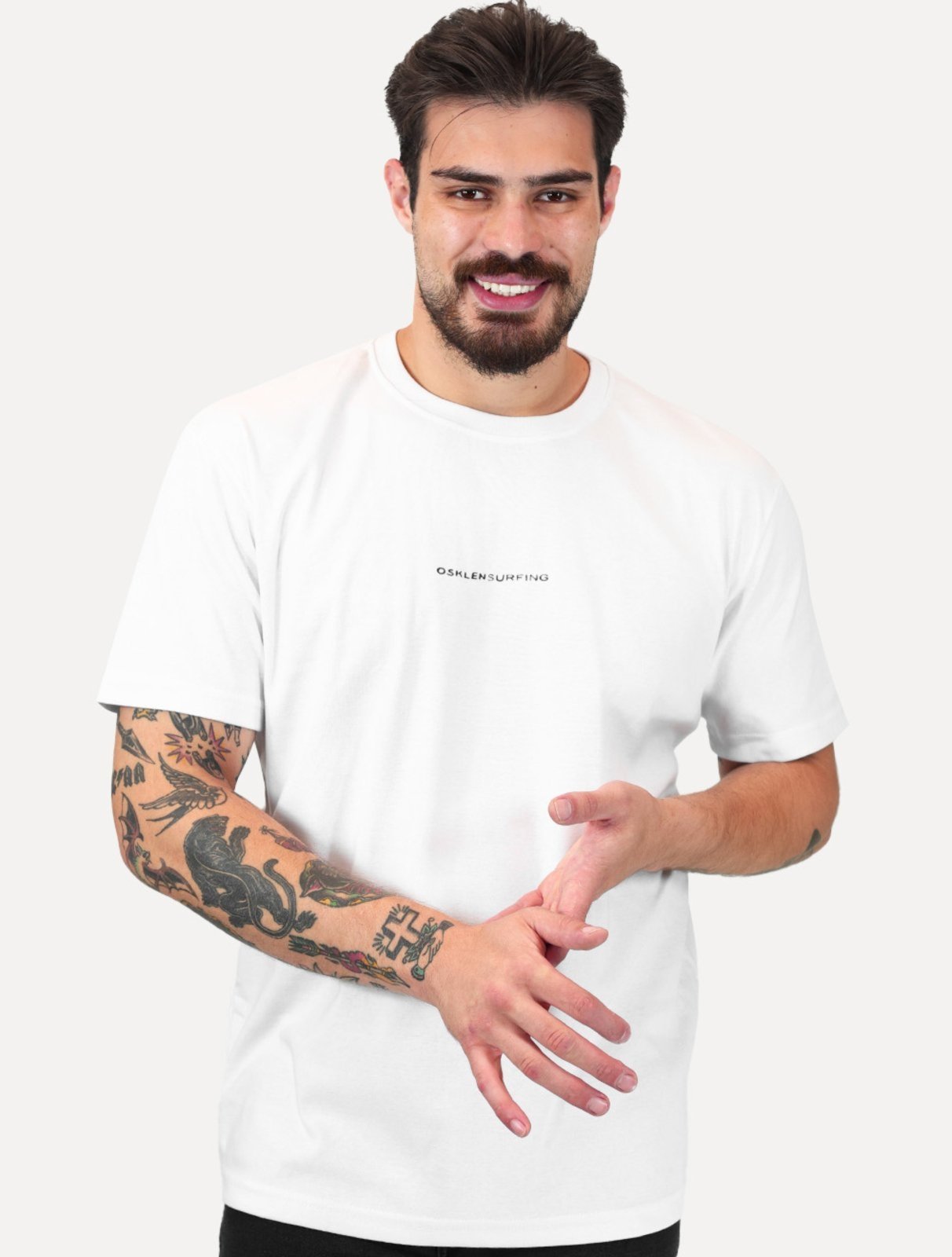 Camiseta Osklen Regular Big Shirt Tracking Snow Branca
