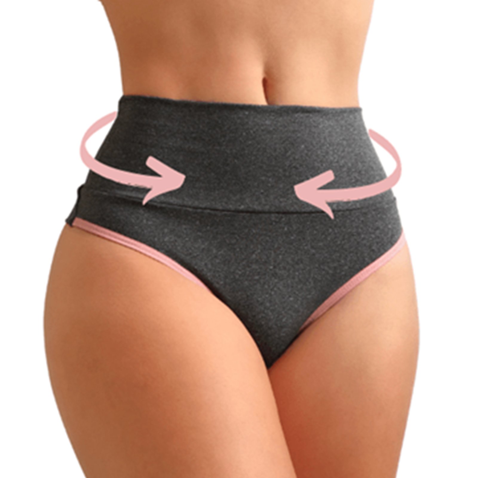 Kit 4 Calcinha Fitness Cós Alto Fio Duplo Segura Barriga Cinza