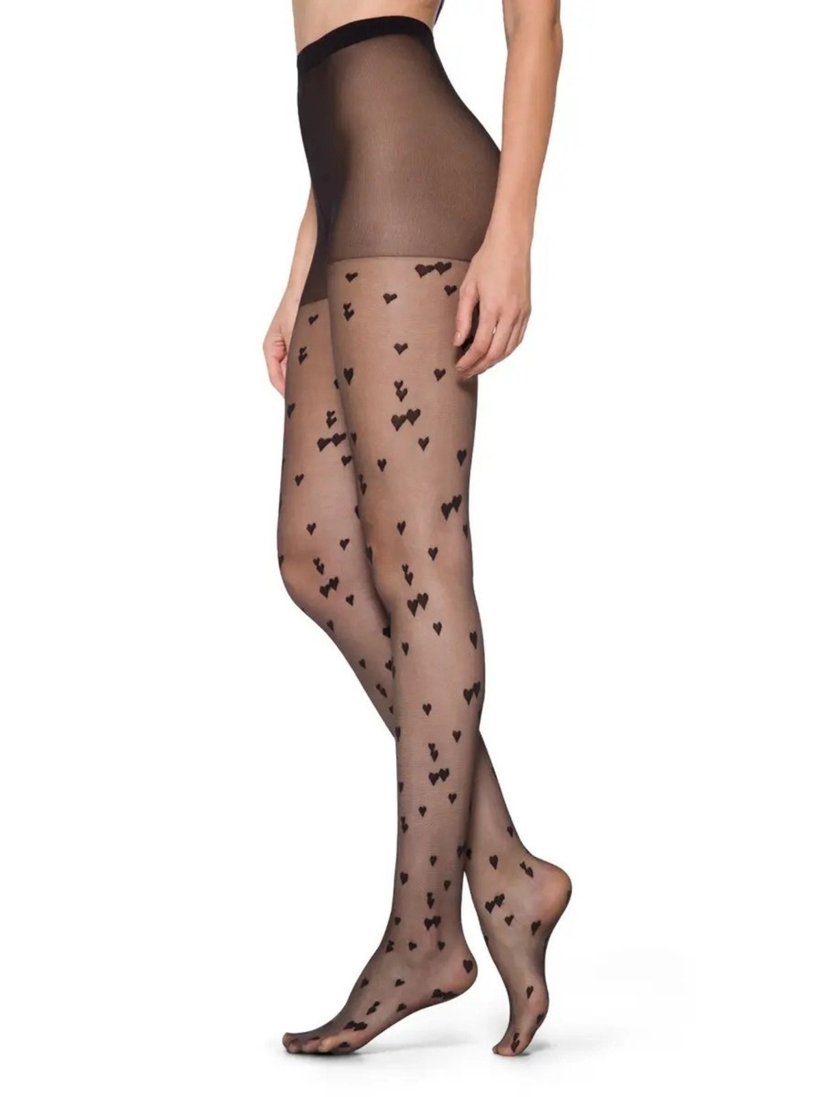 Vista 2 Meia Calça Fio 15 Corações Loba Lupo preto Lupo preto