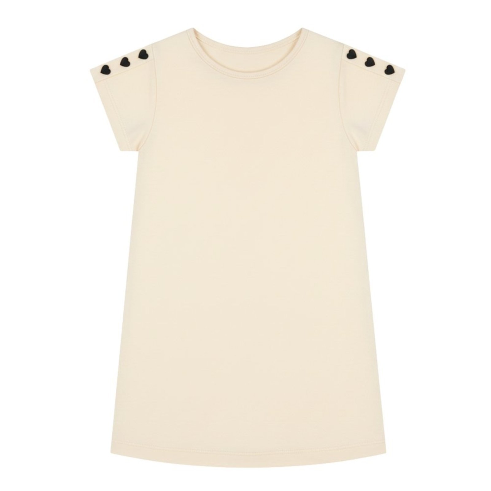 Vista 2 Infantil - Vestido Menina Cotton Coração ROSA AZUL KIDS bege ROSA AZUL KIDS bege