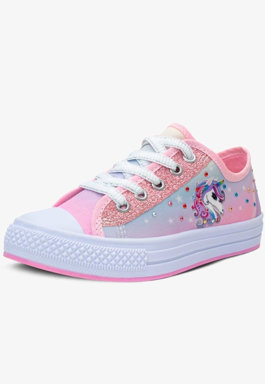 Vista 2 Infantil - Tênis Feminino Pópidi Escolar Unicórnio rosa Pópidí rosa