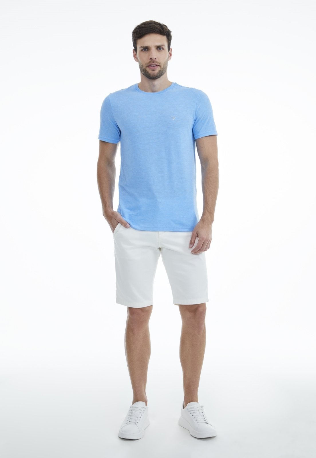 Vista 3 Camiseta Traymon Slim Gola Redonda Claro Mescla azul Traymon azul