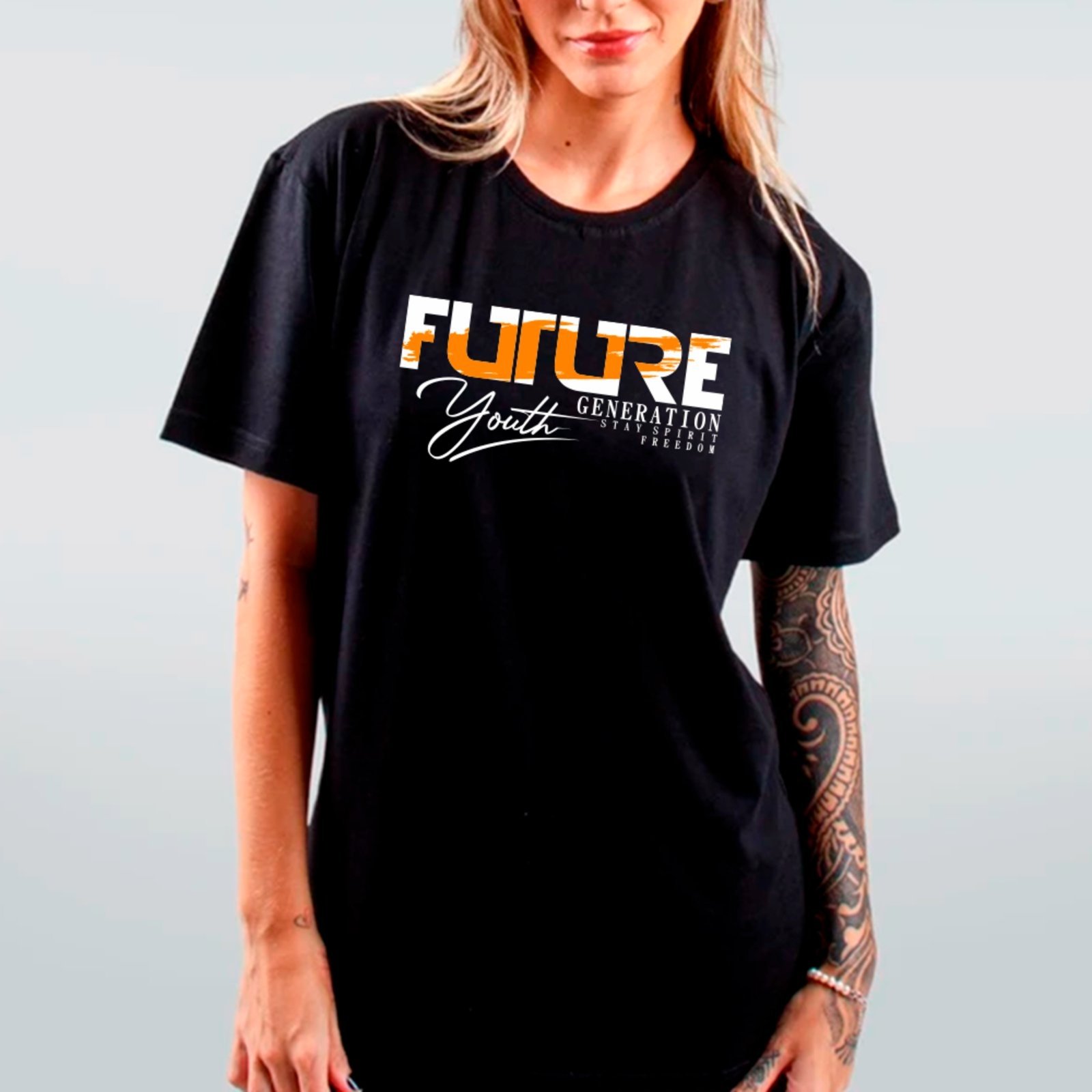 Camiseta Ousy Unissex Future Youth Generation Start Freedom Básica Preto