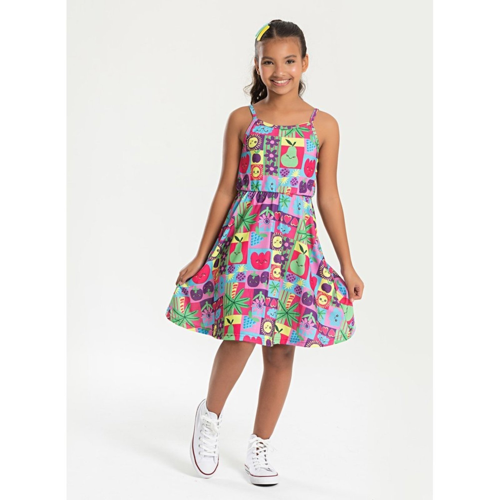 Infantil – Vestido Alcinha Verão Menina Pink Frutinhas Divertidas