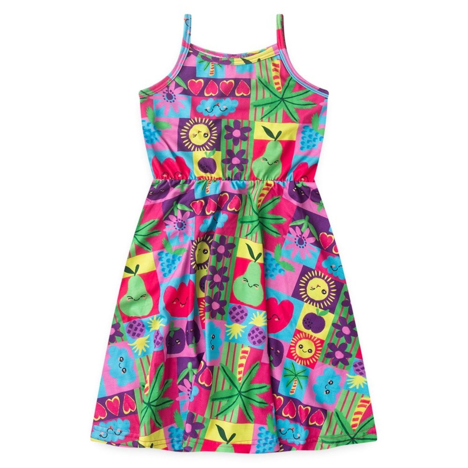 Vista 3 Infantil - Vestido Alcinha Verão Menina Pink Frutinhas Divertidas Molekada rosa pink Molekada rosa pink