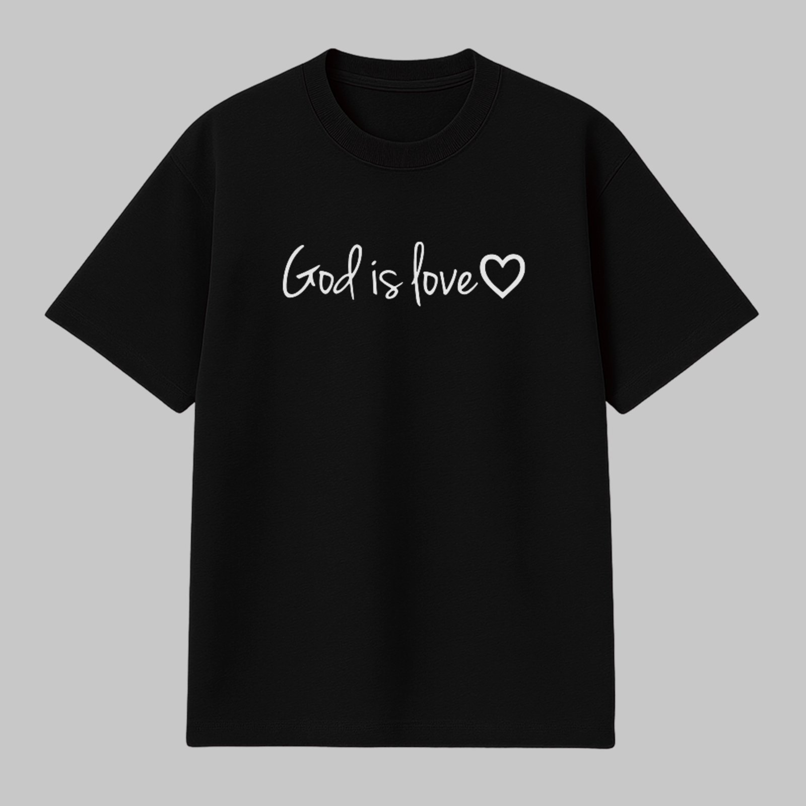 Camiseta Básica God Is Love Mensagem De Fé Unissex Preto