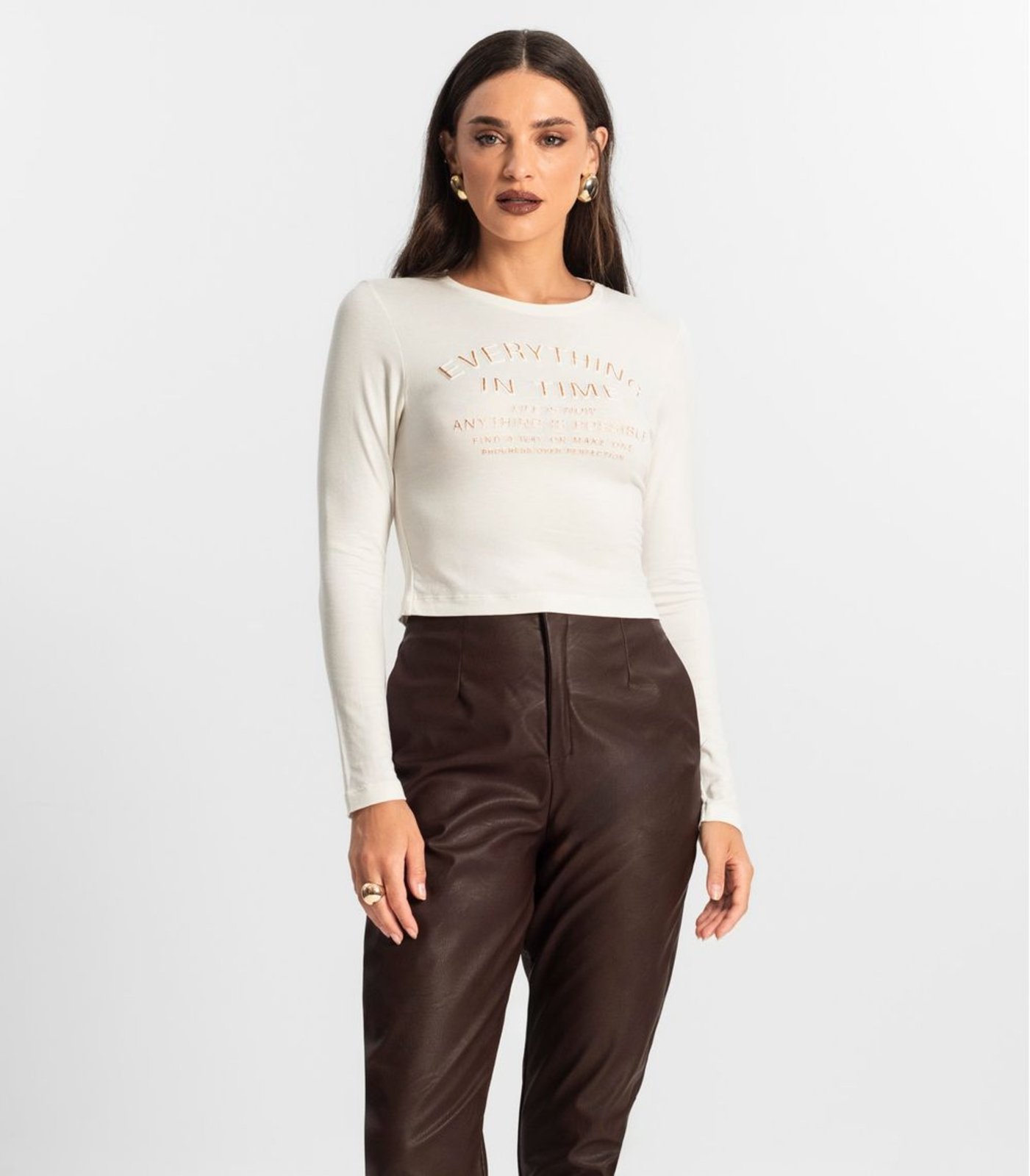 Blusa Feminino Manga Longa Endless Bege