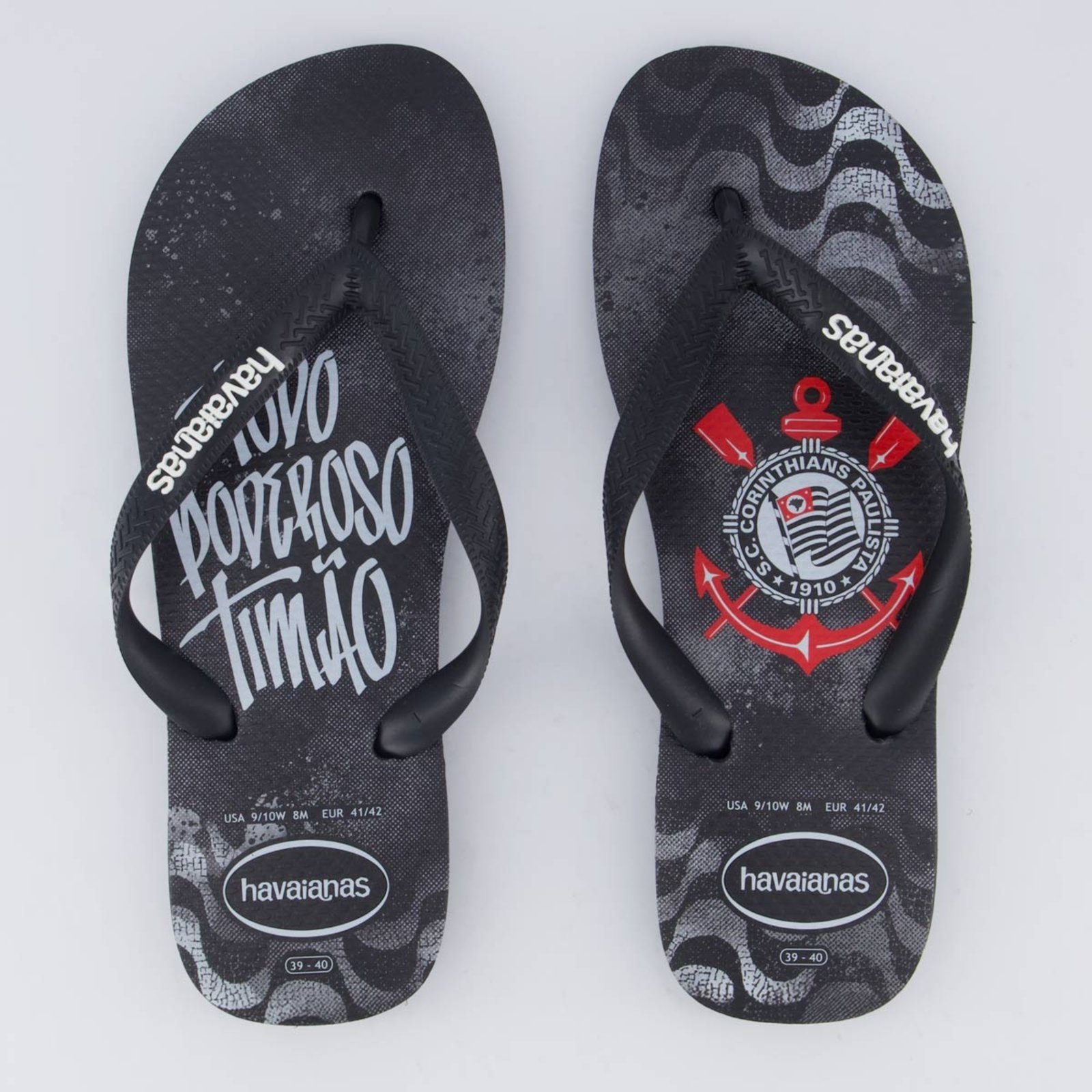 Chinelo Havaianas Corinthians Todo Poderoso Preto