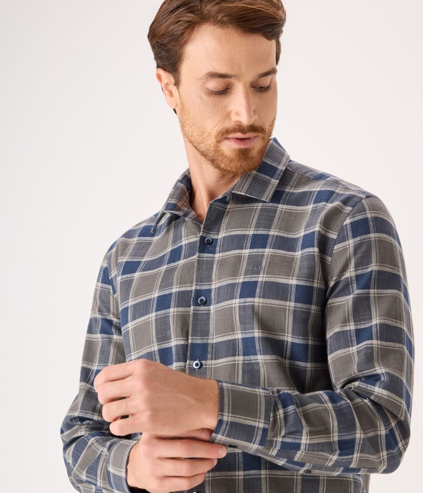 Camisa Makenji Casual Xadrez Masculina Azul Marinho
