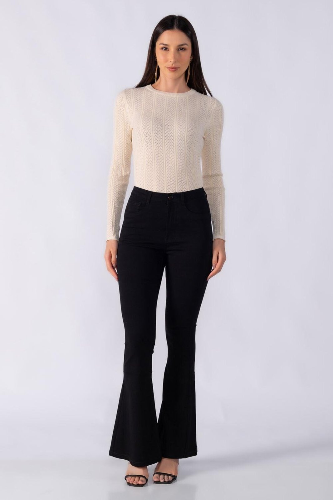 Calca flare classica com bolsos Preto