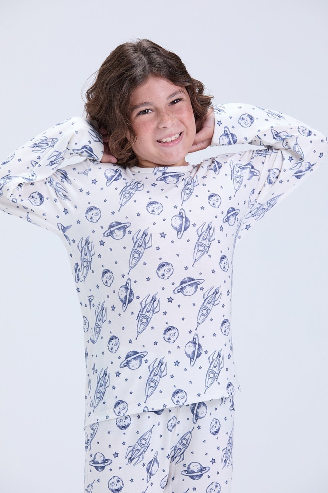 Vista 3 Pijama Masculino Inverno Sublimado Off Espacial VIDA COSTEIRA off-white VIDA COSTEIRA off-white