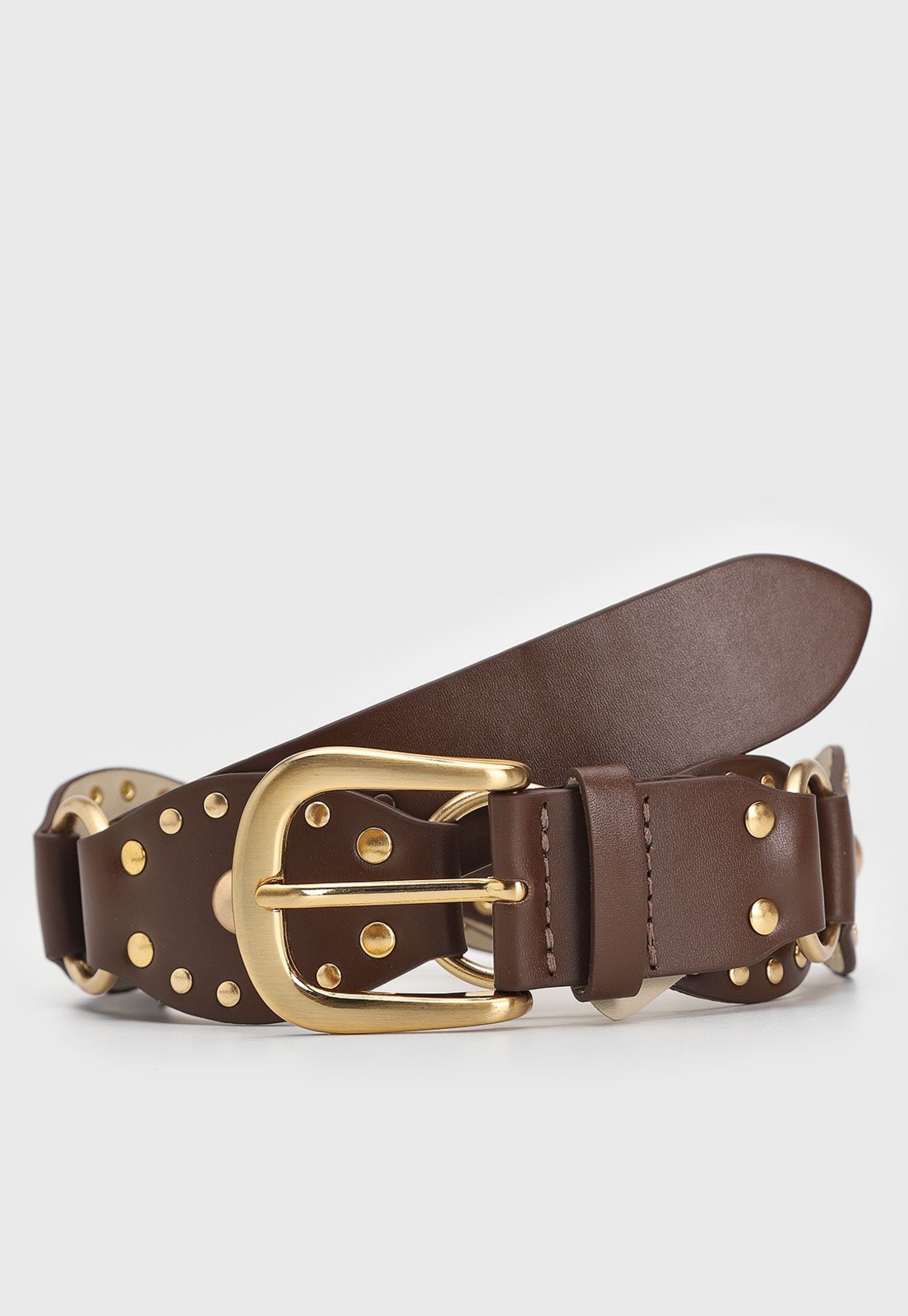 Vista 2 Cinto Feminino Vicenza Toffee Detalhes Dourados marrom Vicenza marrom
