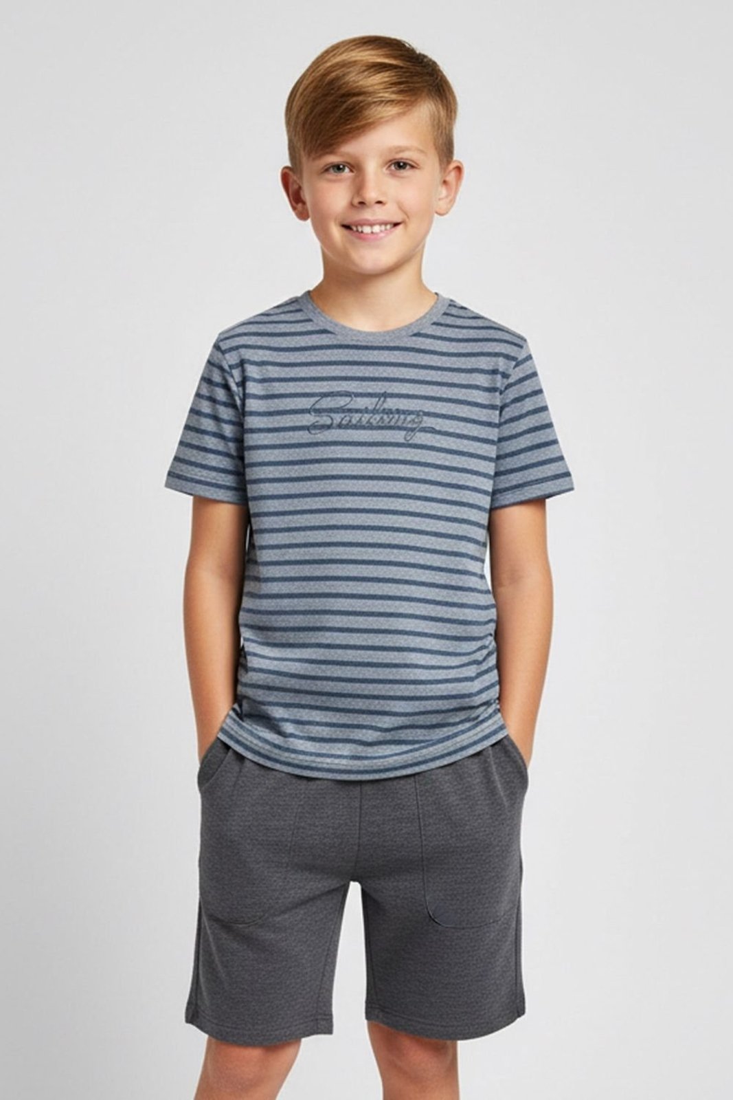 Infantil - Conjunto Menino Bordado Sailing Elian Azul