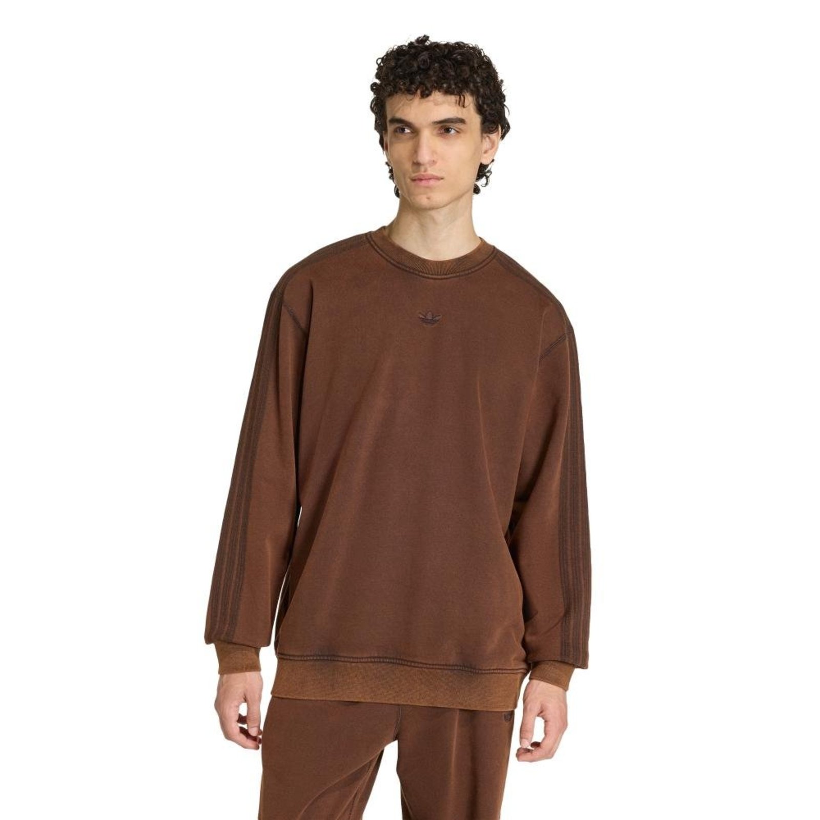 Moletom Gola Careca Washed Premium Essentials Retro Marrom
