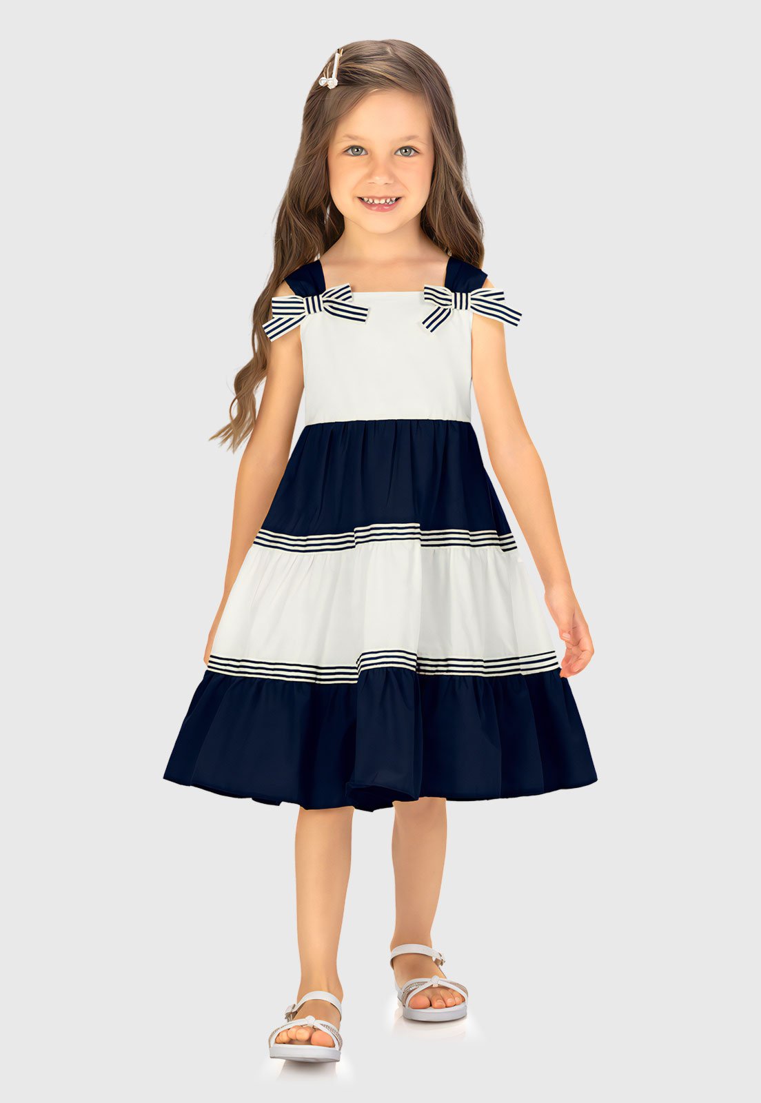 Infantil - Vestido Manga Curta Milon Laços Off-White