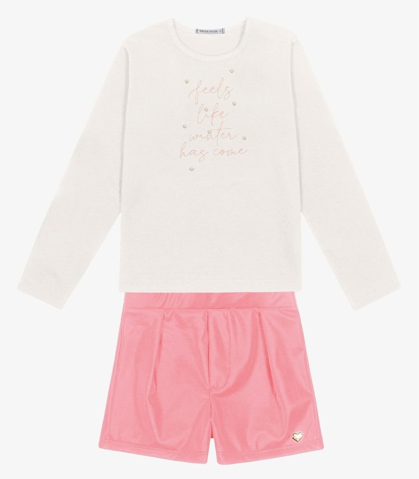 Infantil - Conjunto Blusa com Shorts Menina Trick Nick Bege