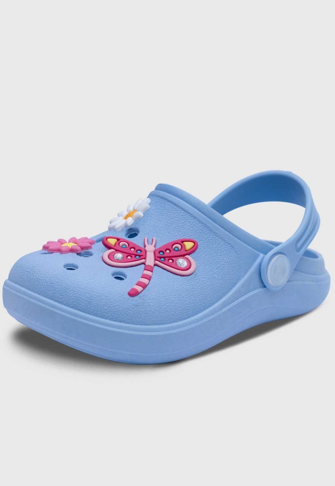 Infantil - Babuche Popidi Libelula e Flores Azul