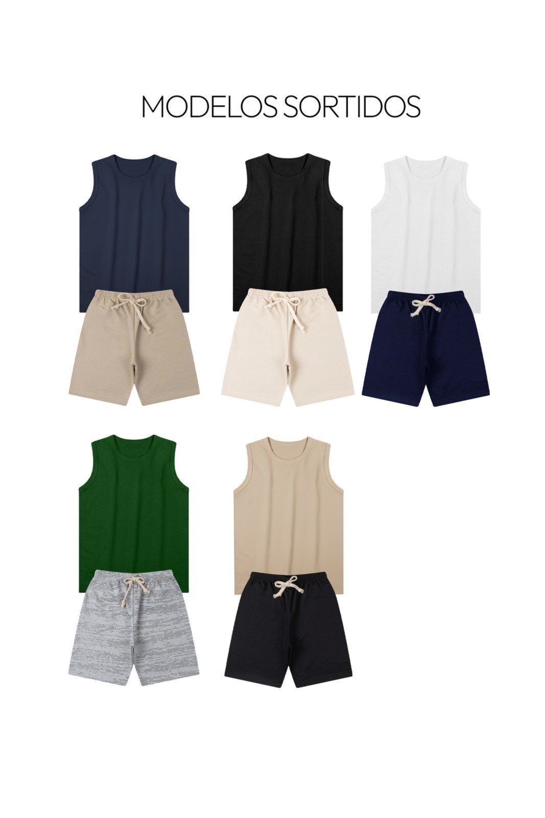Vista 3 Infantil - Kit Sortido 3 Conjuntos Menino de Regata + Bermuda Babei no Look multicolorido Babei no Look multicolorido