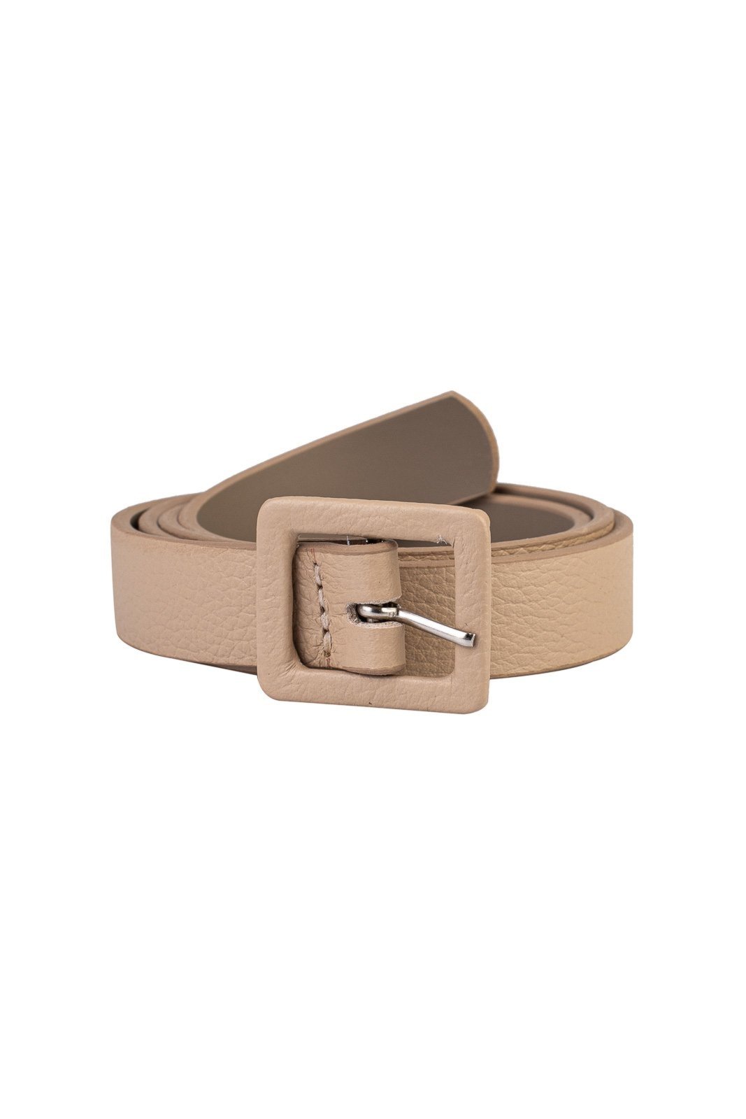 Cinto feminino de couro liso Bella Bege