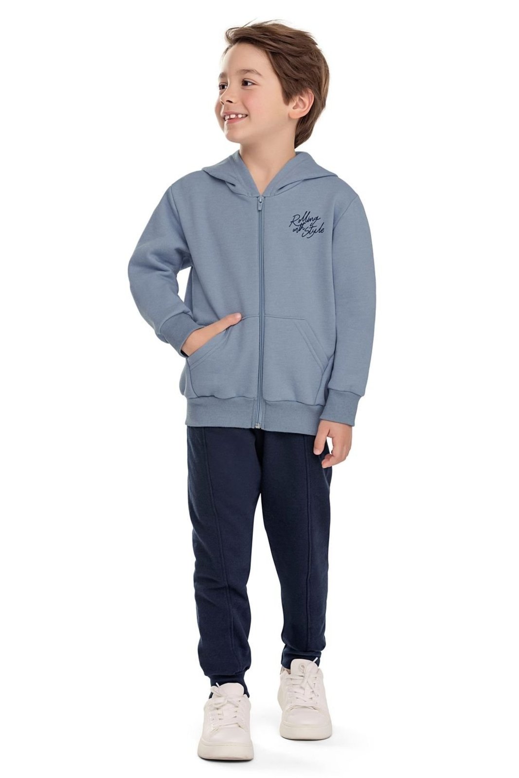 Infantil - Conjunto Menino Com Capuz Skate Elian Azul