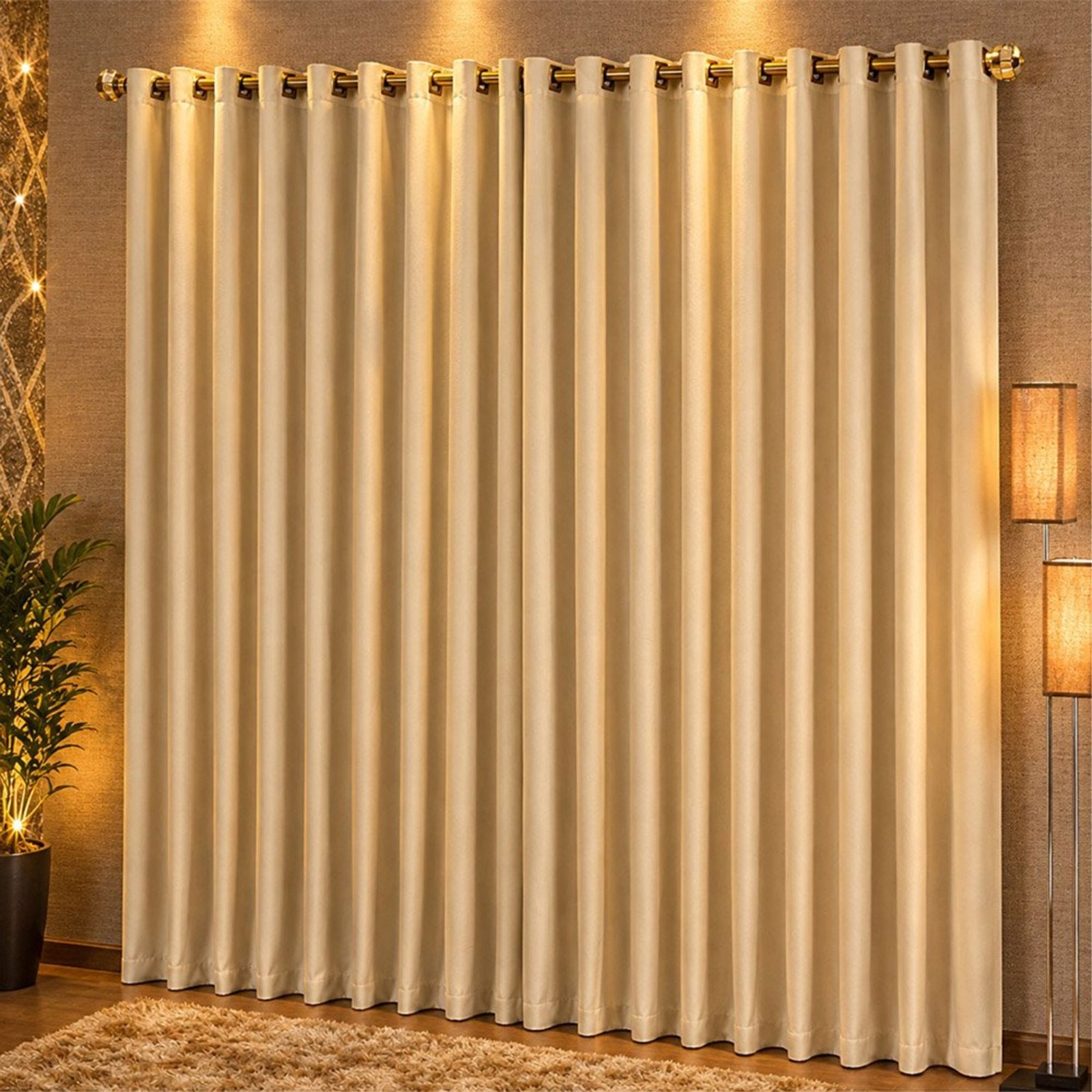 Cortina Corta Luz para Varão 3,00m x 2,70m Linha Nobre - Bege