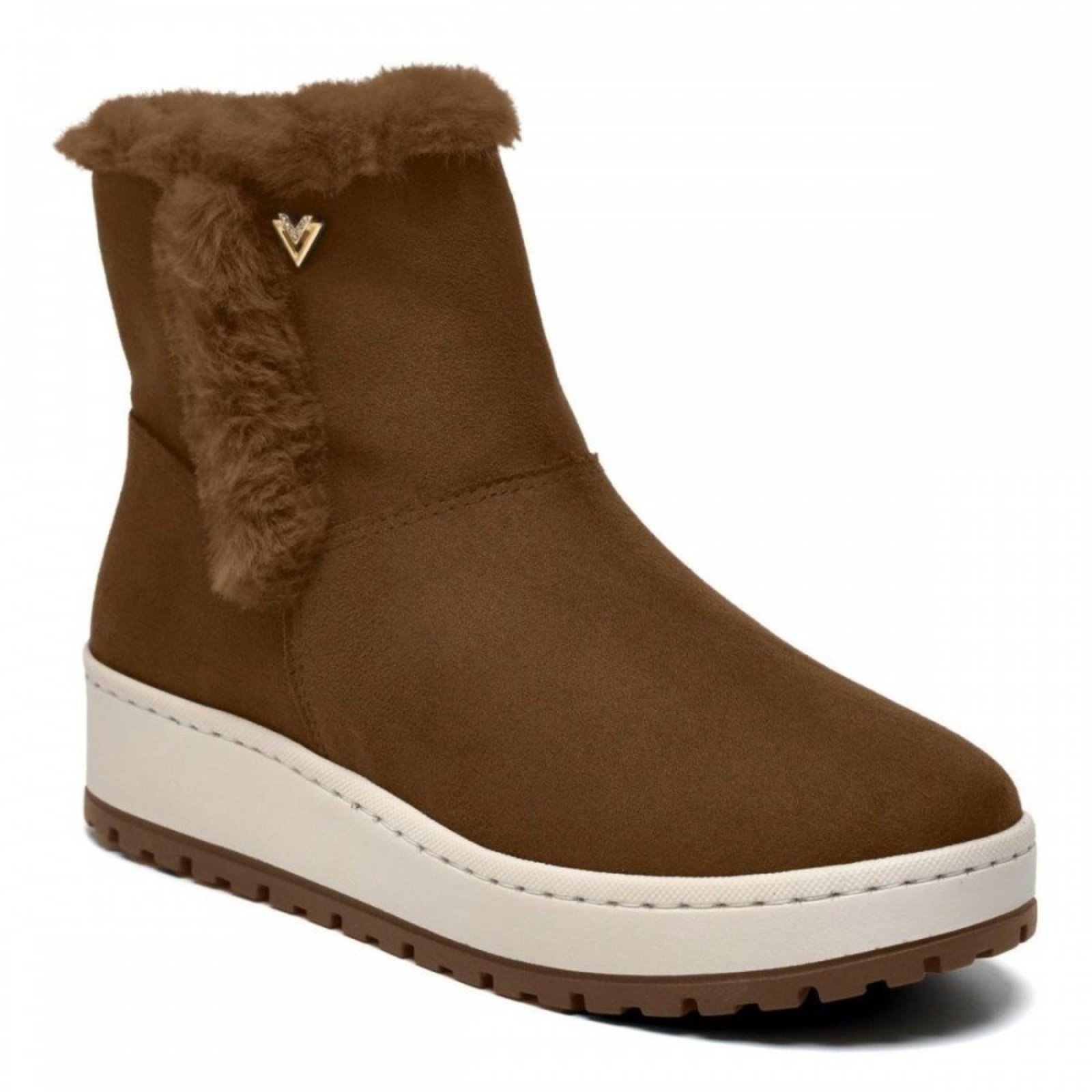 Bota Via Marte 259-014-11 Forrada Lã Pelo Feminino Via Marte Marrom