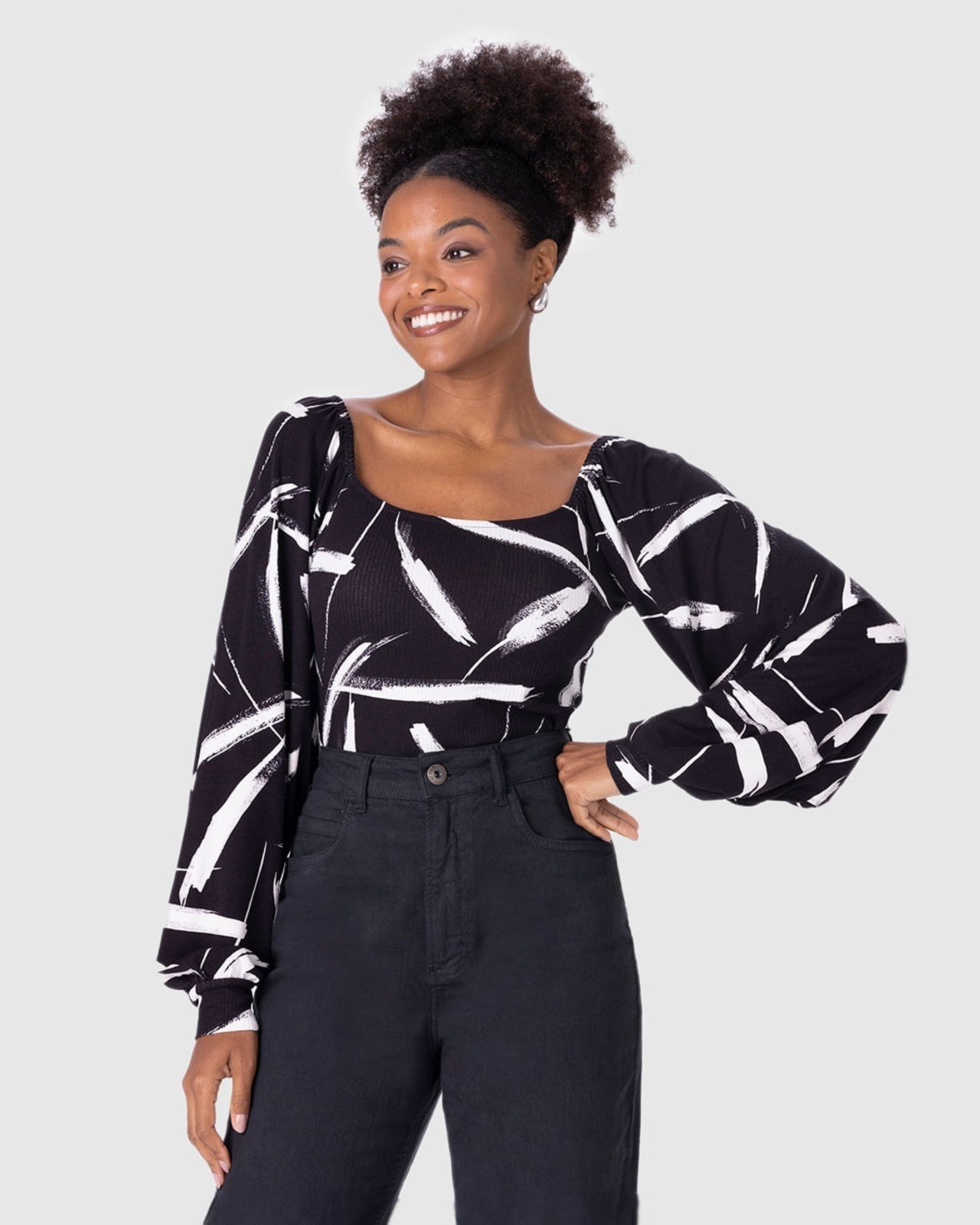 Blusa Cropped Feminina Estampada Em Malha Viscose Stretch