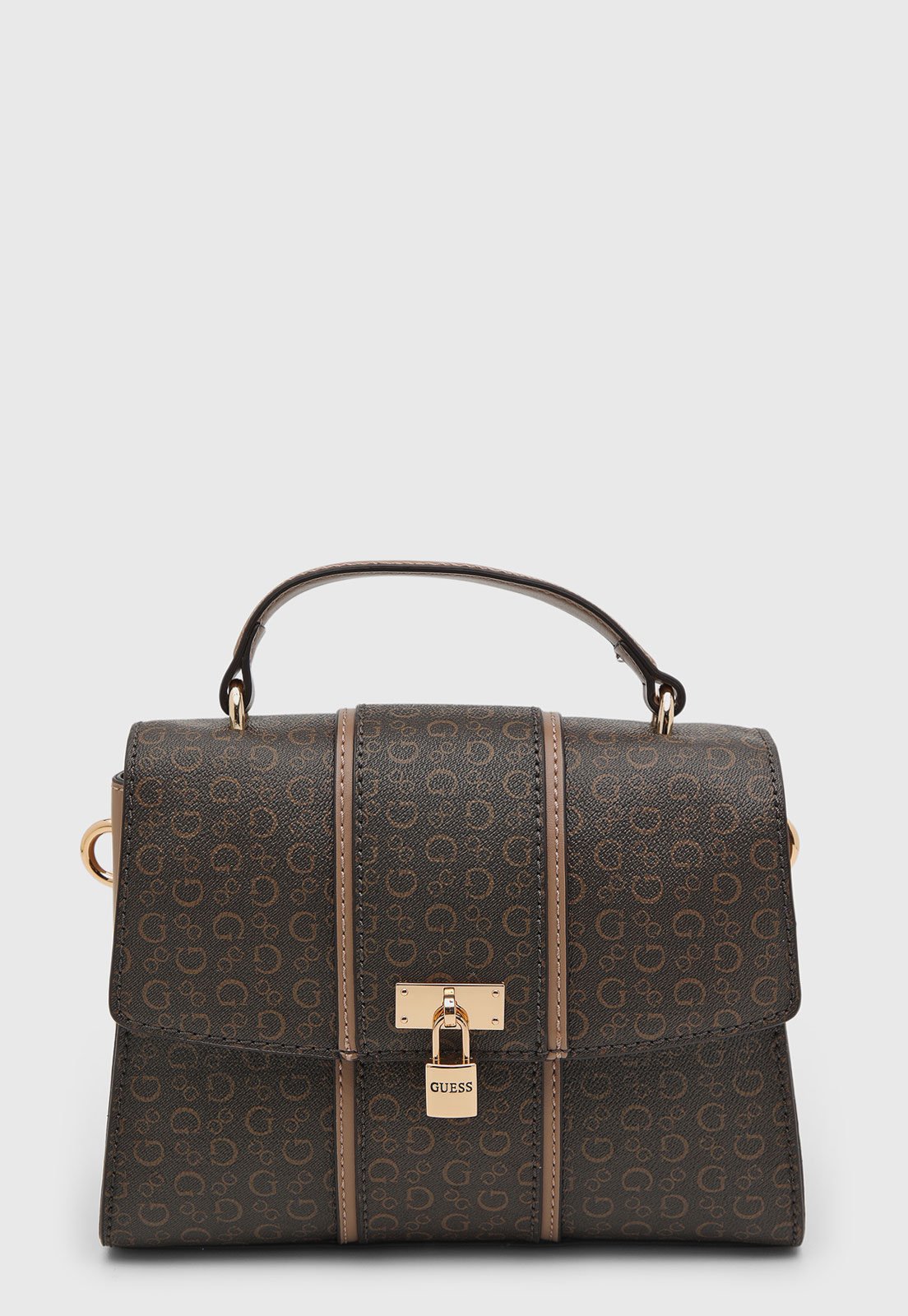 Bolsa Feminina Guess Estruturada Estampa Logo Marrom