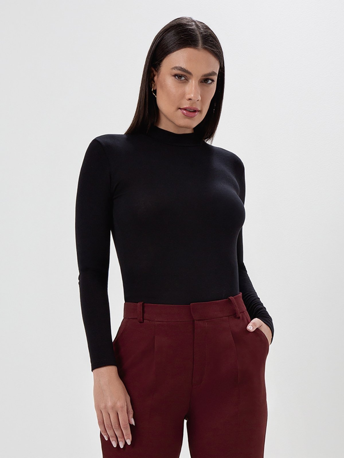 Vista 3 Blusa Manga Longa Segunda Pele Preta Taina Principessa preto Principessa preto