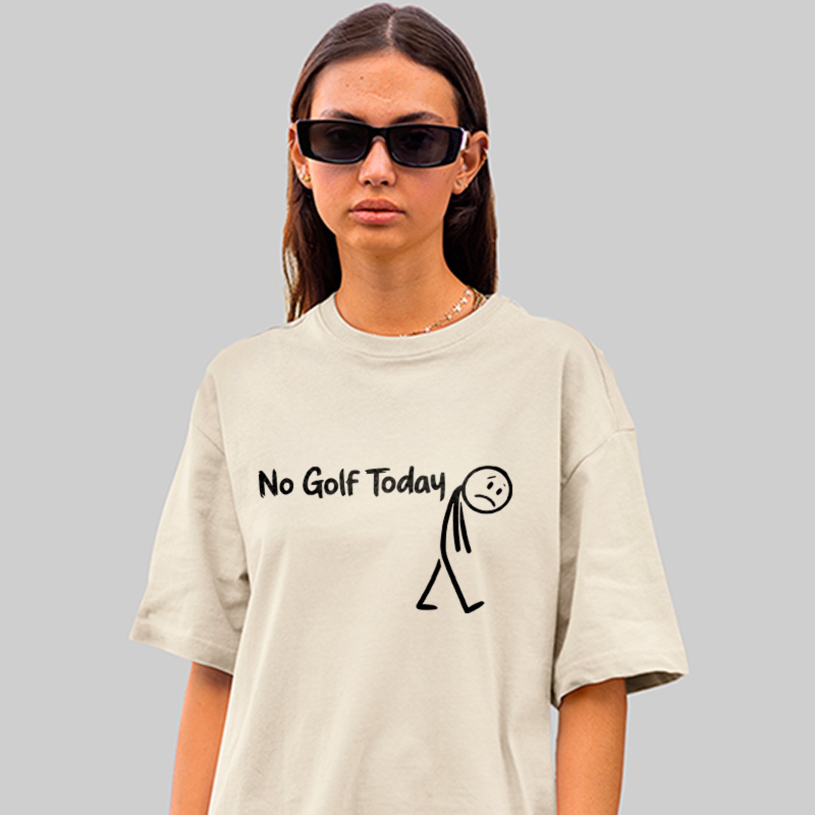 Camiseta Oversized No Golf Today Funny Unissex Off White