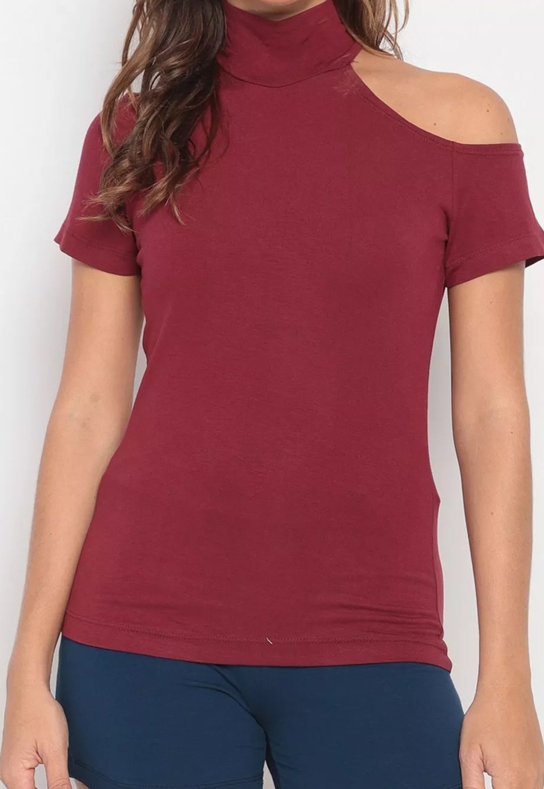 Blusa Viscolycra Maria Paes Ombro Aberto Vinho