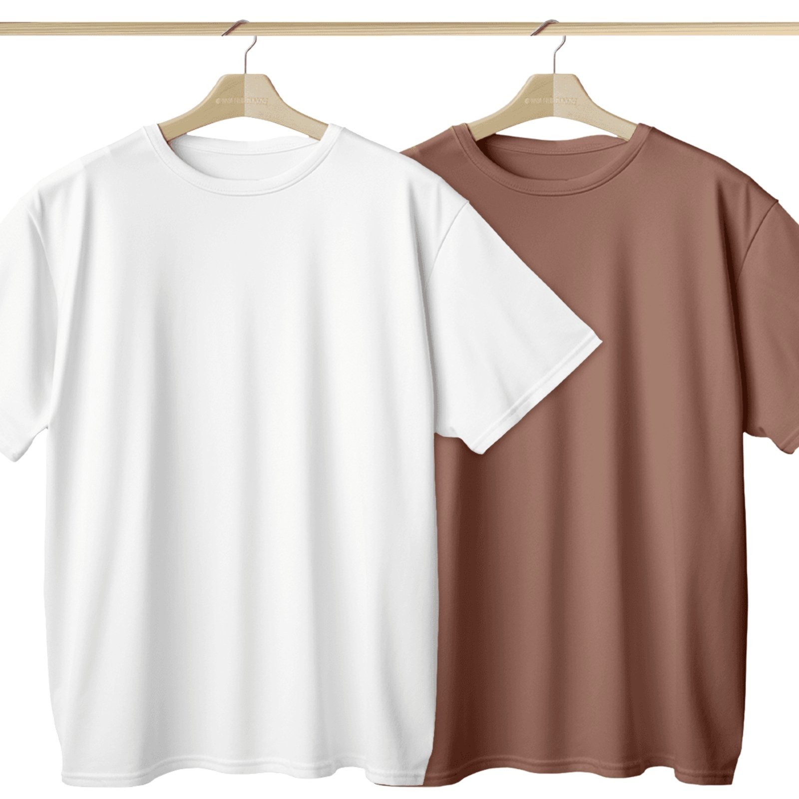 Kit 2 Camisetas Oversized Basica Streetwear Masculina Larga 100% Algodão 30.1 – Branco + Marrom