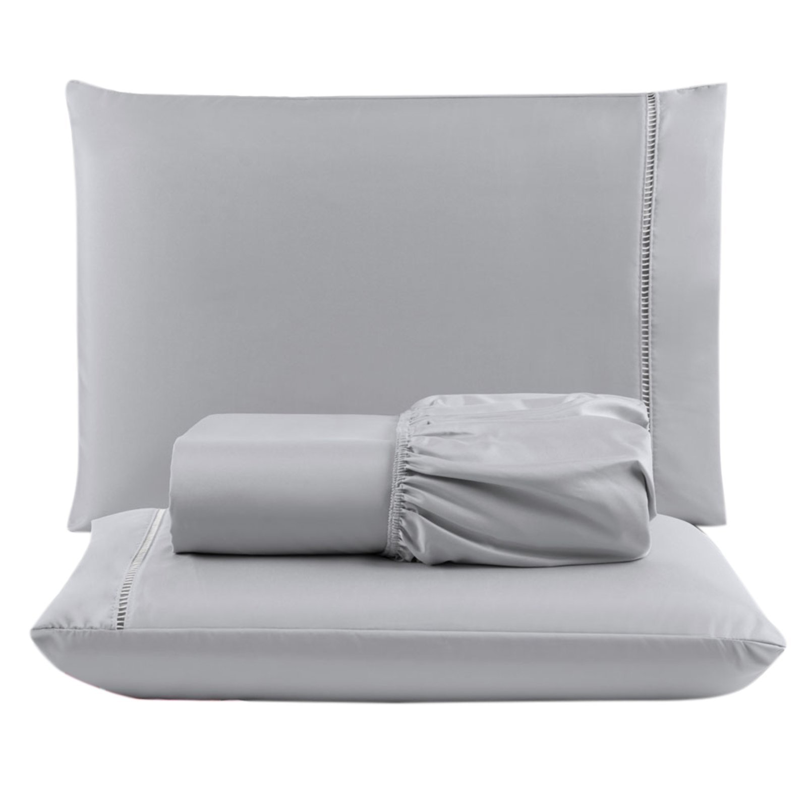 Jogo Cama Lençol Casa Scarpa Unique Casal Padrão Micro Percal 400 Fios Ponto Palito 3 Peças - Cinza