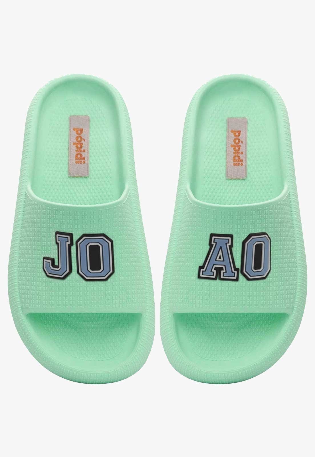 Infantil - Chinelo Pópidi Personalizado JOAO Estilo Nuvem Verde