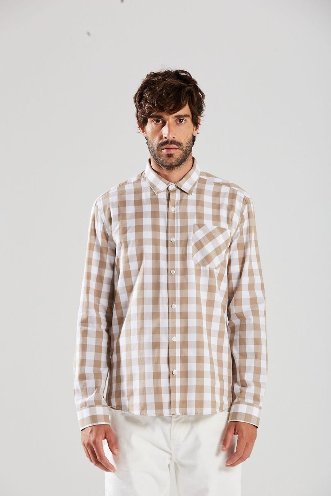 Camisa Iódice Longa Com Bolso Bege