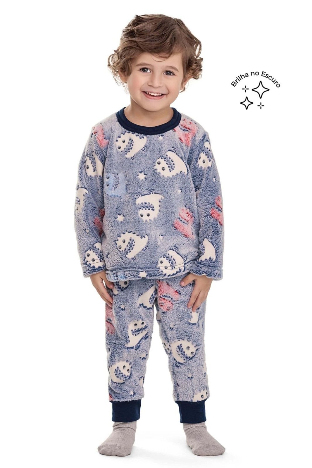 Pijama Menina Peluciado Arco-Íris Elian Azul
