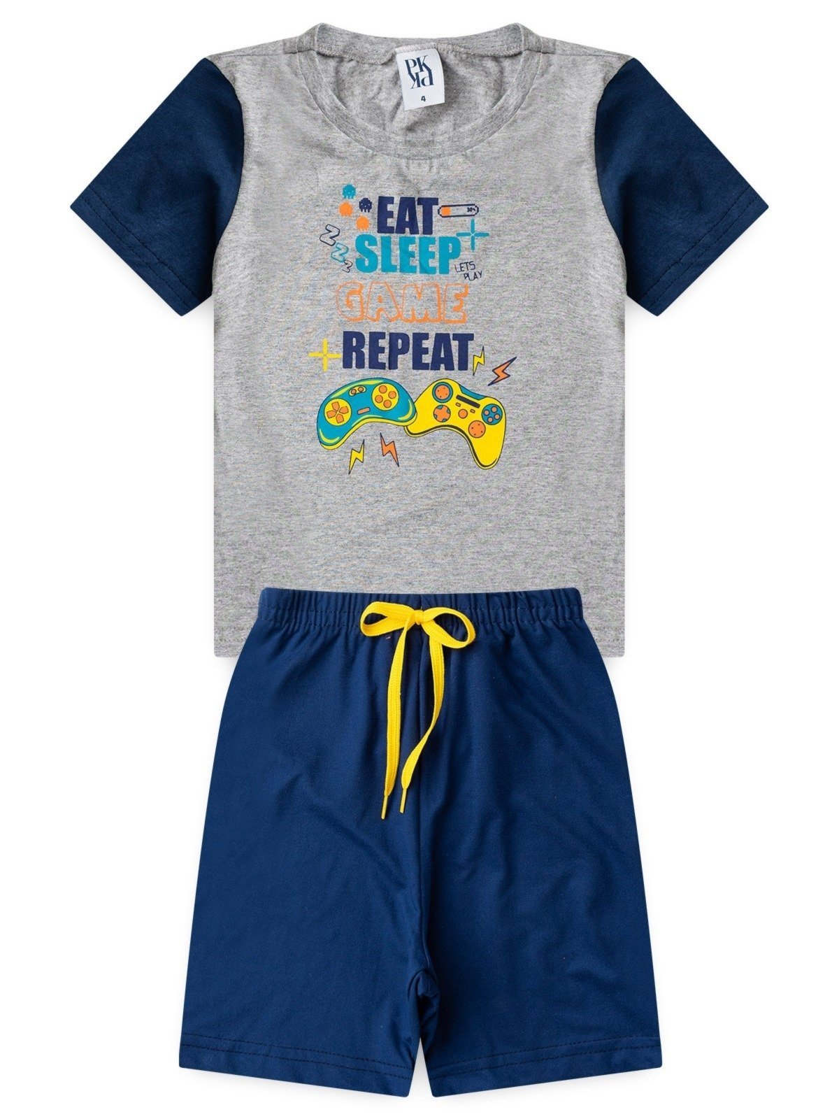 Vista 2 Pijama Platinum Jogador Da Noite Mescla PLATINUM KIDS cinza PLATINUM KIDS cinza