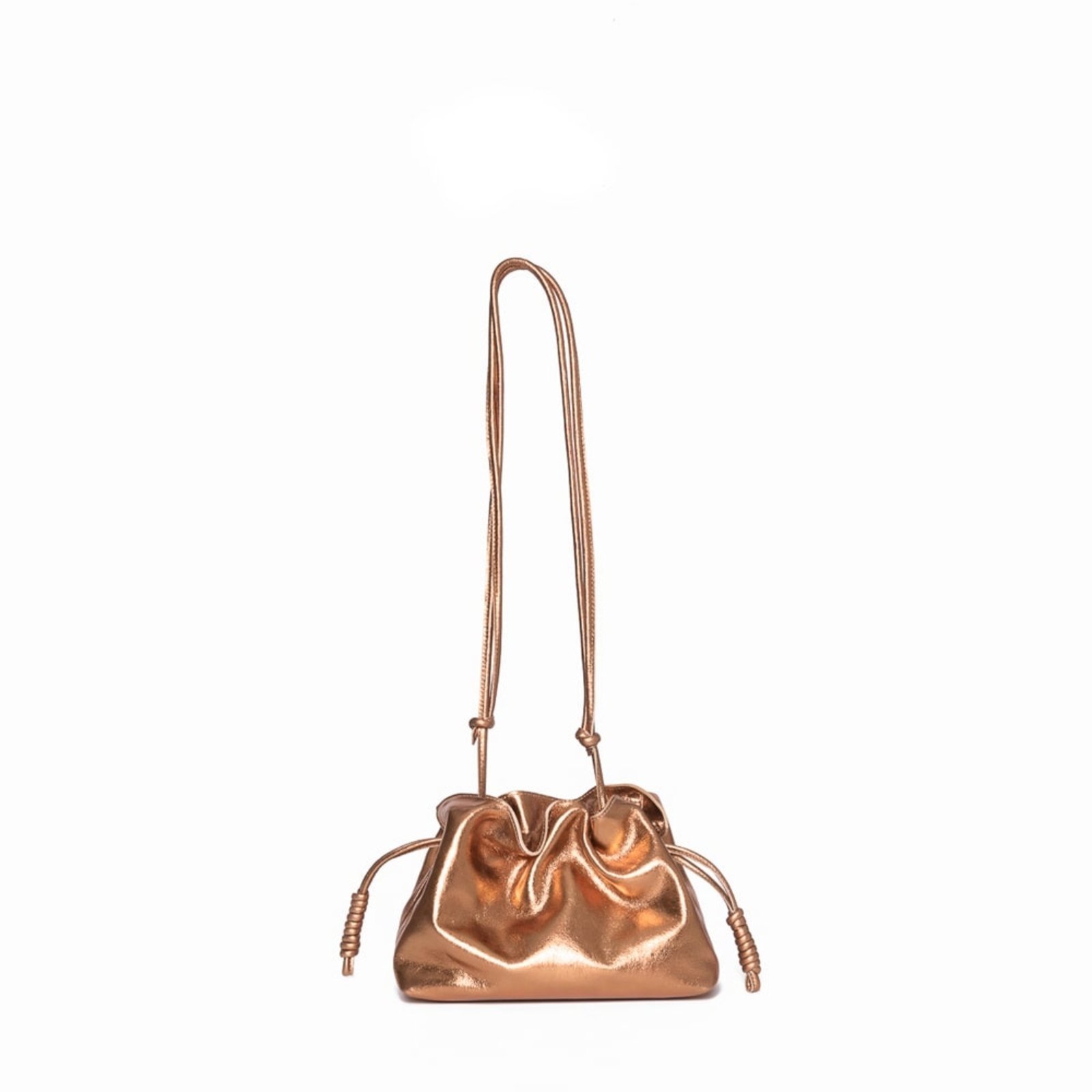 Vista 2 Bolsa MY.NA Saco Lorena em Couro Legítimo Ouro Velho bronze MY.NA bronze