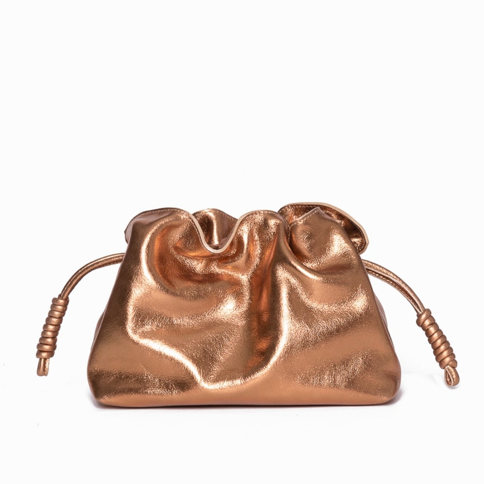 Vista 3 Bolsa MY.NA Saco Lorena em Couro Legítimo Ouro Velho bronze MY.NA bronze