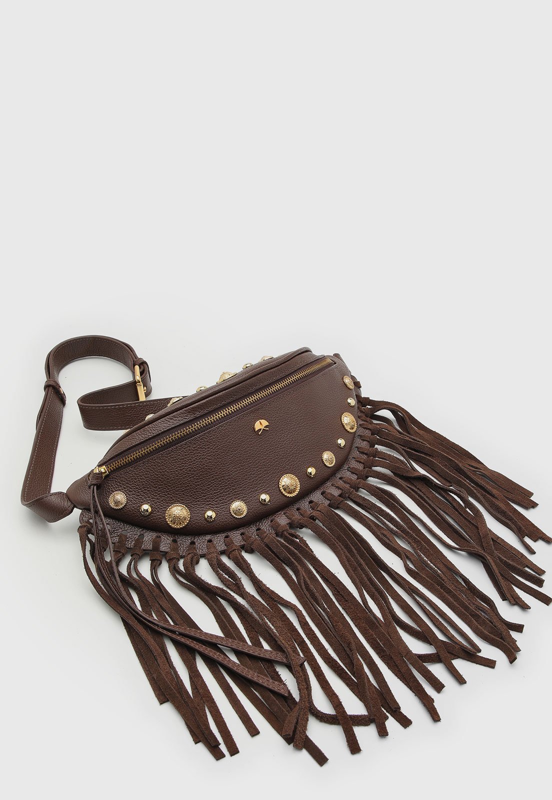 Vista 3 Bolsa Feminina Luiza Barcelos Franjas caramelo caramelo