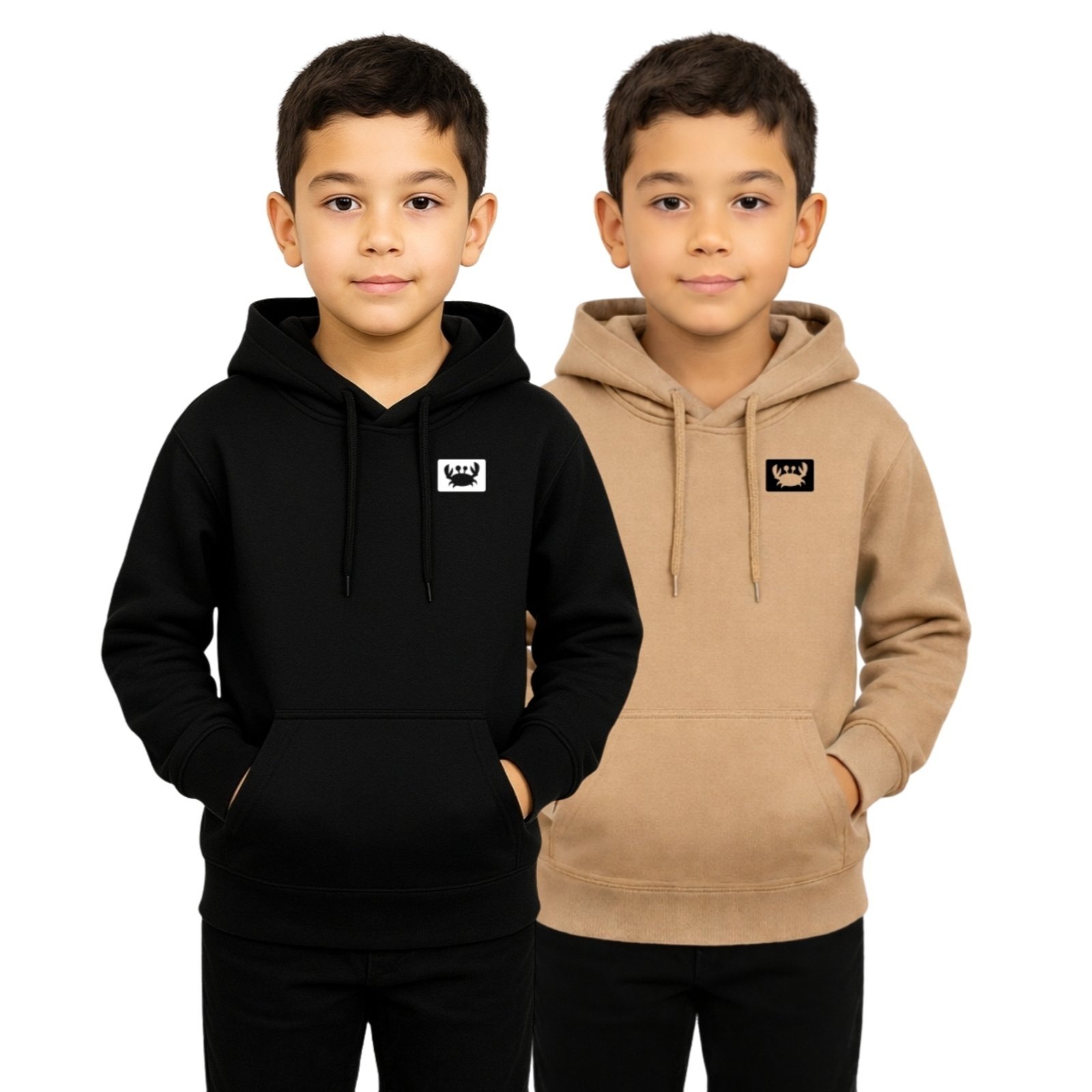 Infantil - Kit 2 Blusas de Moletom Liso Relaxado Canguru Com Capuz Macio Quente