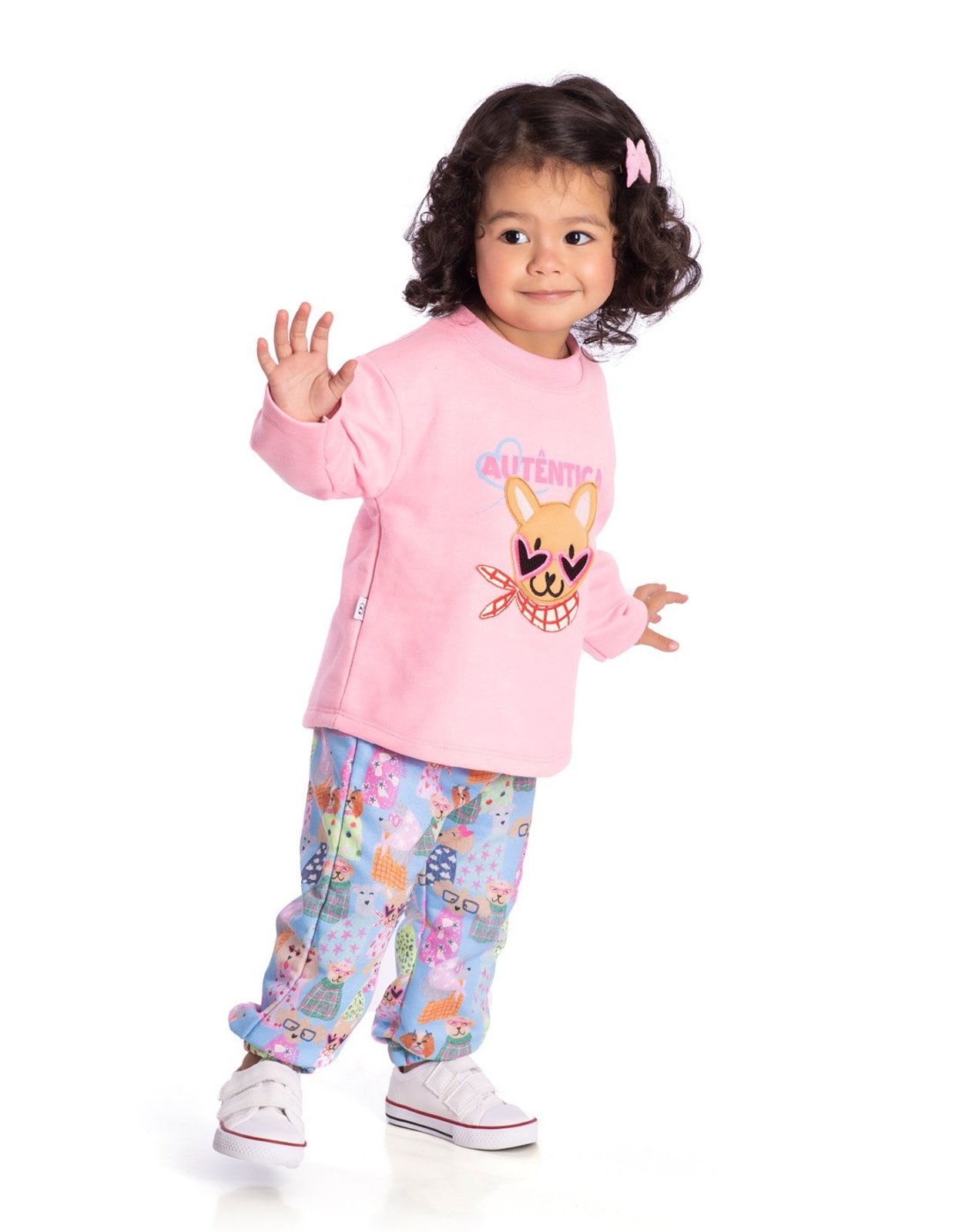 Infantil - Conjunto moletinho casaco cachorrinhos + calça estampada