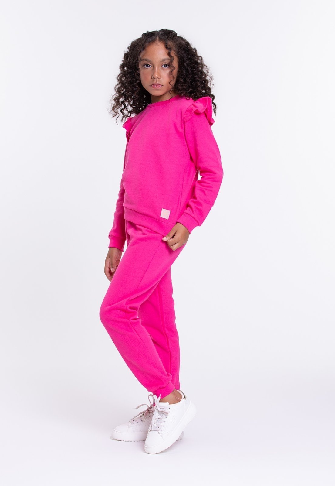 Infantil - Conjunto Moletom Feminino Babadinho Rosa - Vida Costeira