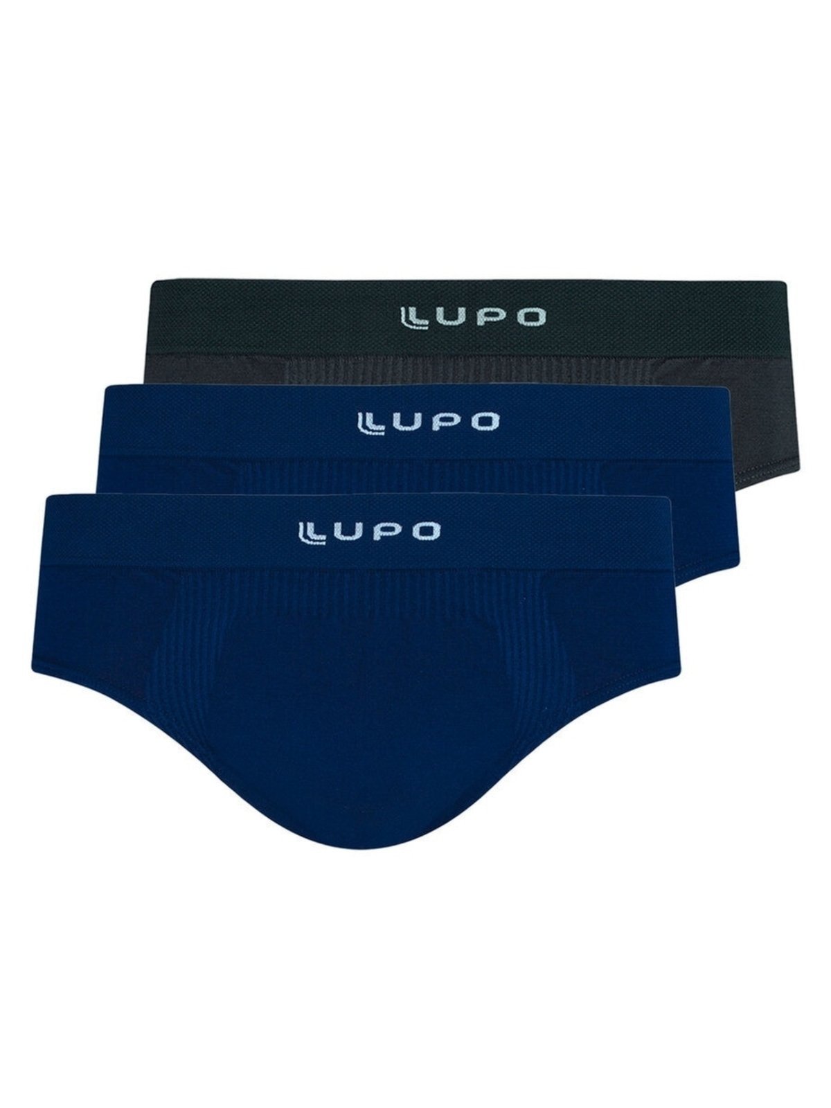 Kit com 3 Cuecas Slip Lupo 681-001 Azul Marinho
