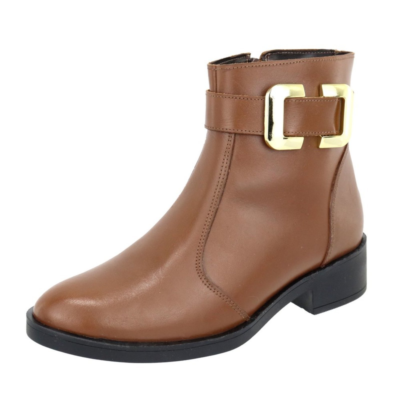 Bota em Couro Feminina Cano Curto Conhaque Lançamento Tellini Store