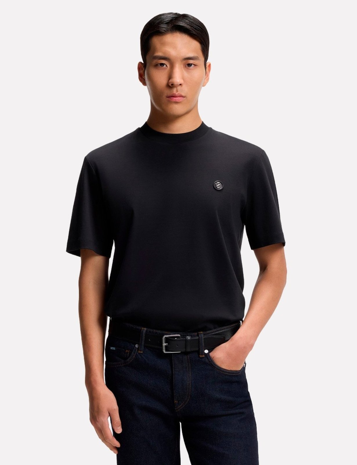Camiseta Hugo Boss Masculina Regular Mercerised C-Taut 01 Azul Marinho