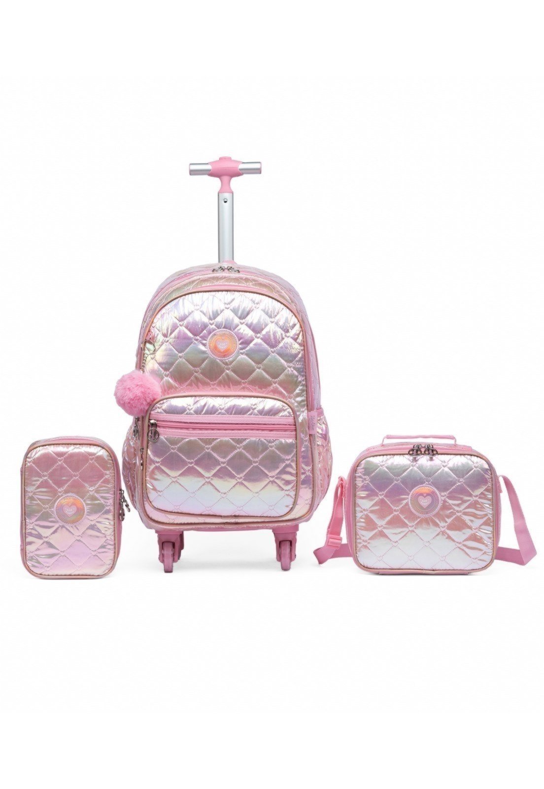Infantil - Kit Polo One Mochila De Rodinhas Lancheira Térmica Rosa