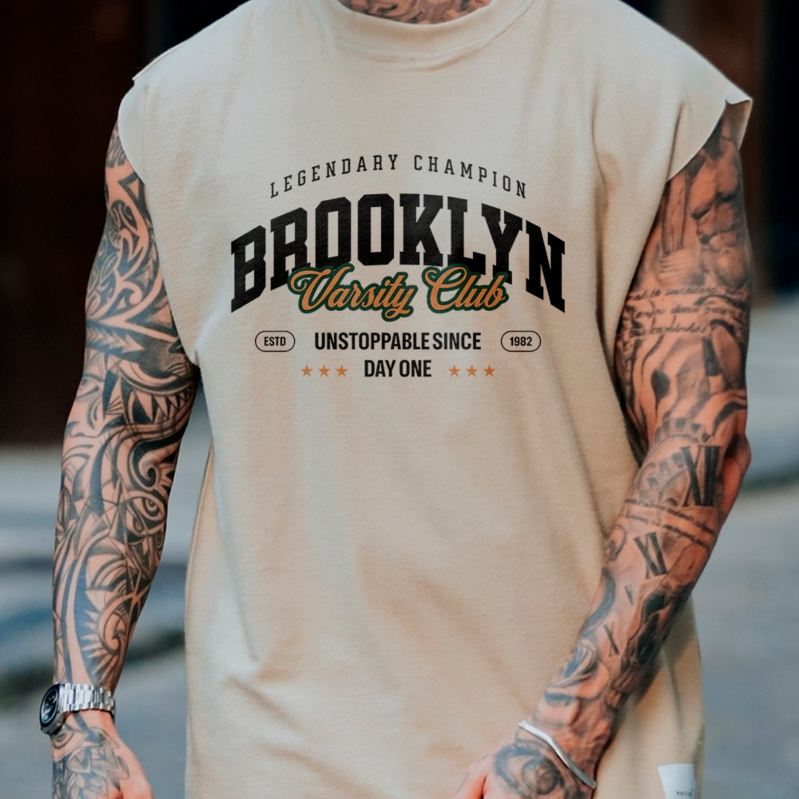 Camiseta Regata Machão Brooklyn Estilo Universitário Street Off White