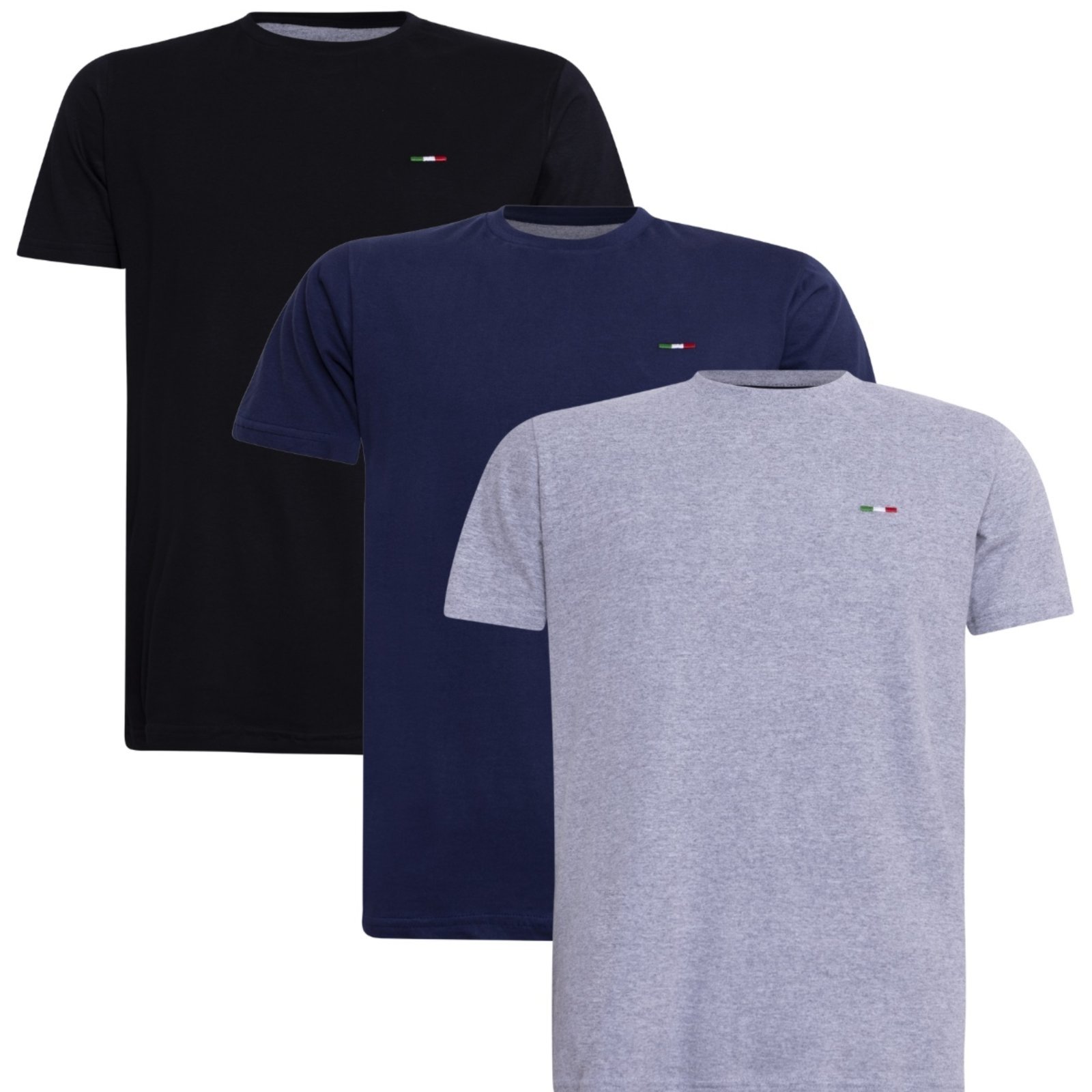 Kit 3 Peças Camisetas Básicas Masculina Industrie em Algodão Premium no Estilo Tommy Bordado Itália