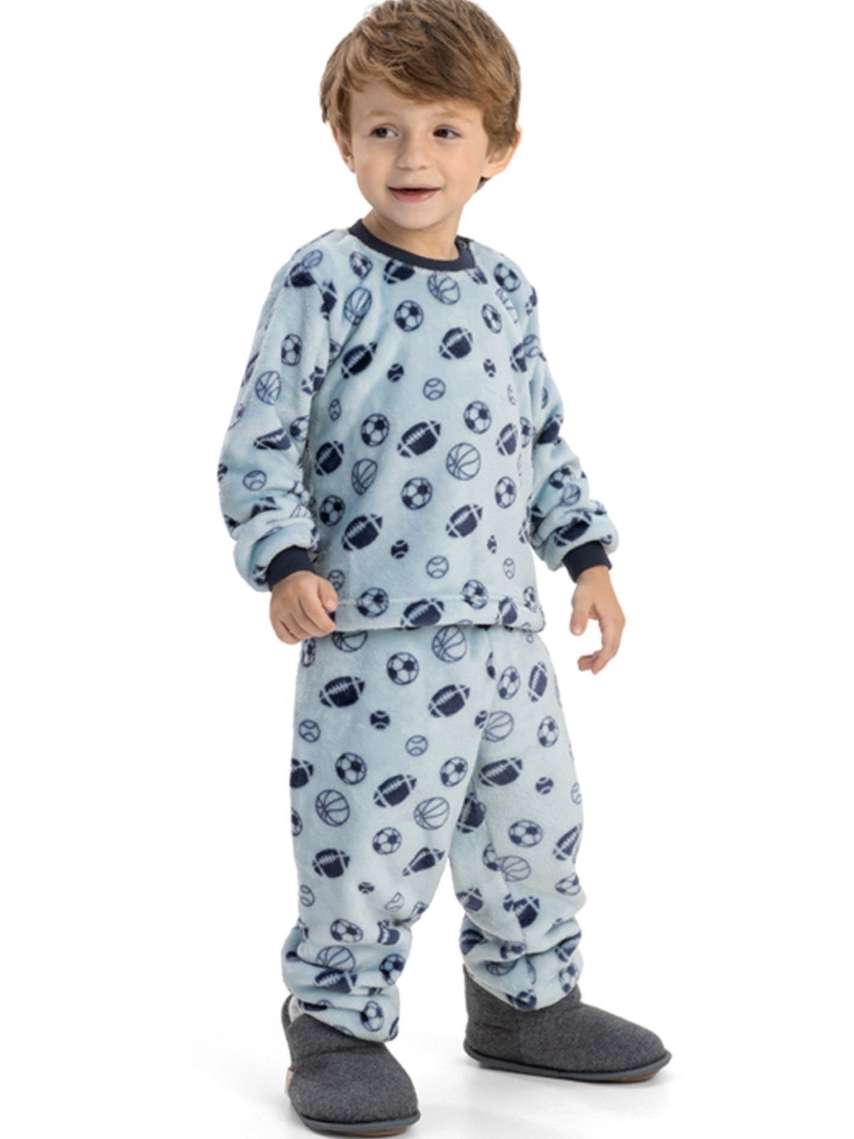Pijama de Inverno Soft Fleece Menino Magicamente Esportes Azul